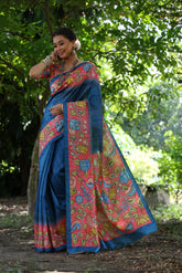 Beautifu Rama Colour Soft Tussar Silk Saree - sareeswholesalers